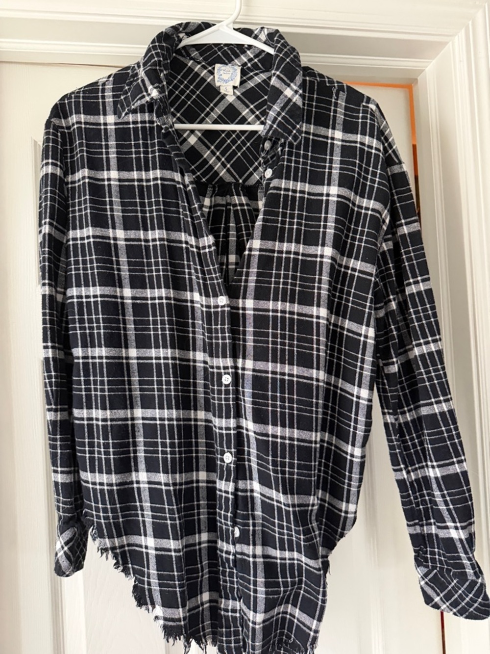 Blue Rain Black and White Plaid Button-Down Shirt